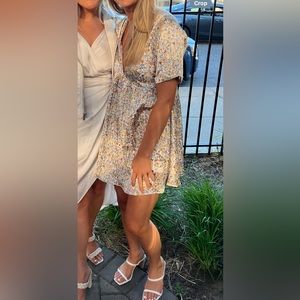 Lulus satin floral babydoll dress size small